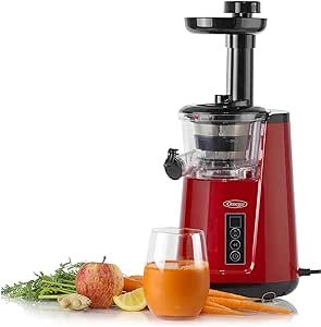Omega Juicer Cold Press 365 Vertical Slow Masticating Extractor for Fruits and Vegetables, BPA-Free, 65 RPM, 150-Watts, Red