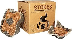 STOKES Natural FIRESTARTERS Premium Food Safe Fire Starter for BBQ, Fireplace, Campfire, Charcoal Grill, Pizza Oven, Waterproof Indoor Outdoor Odor Free 12 Count